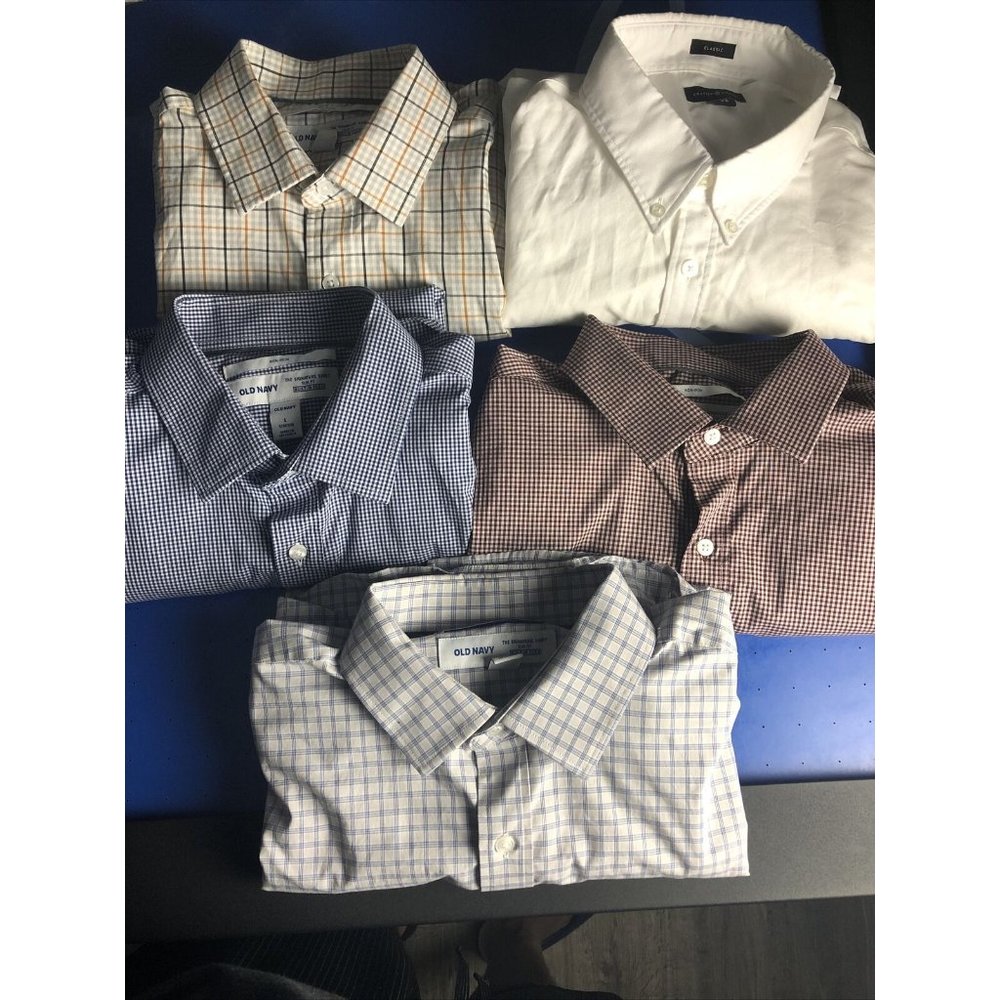 Old Navy L Blue Signature Shirts Slim Fit Built In